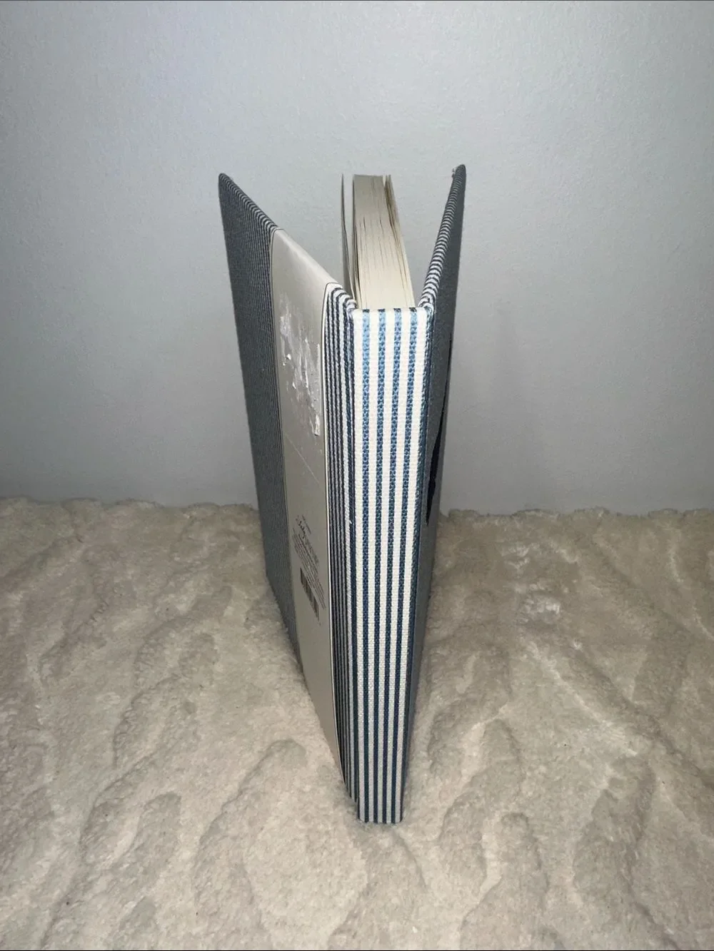 Lady JAYNE White Navy Stripes Embroidered Whale hard cover lined pages journal